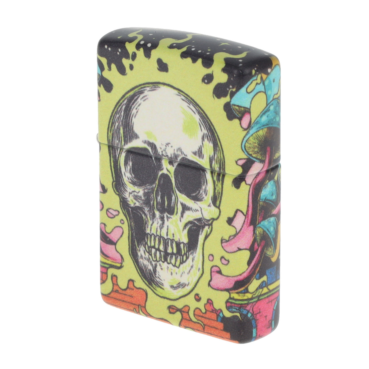 Zippo Lighter Flaming Skull Design Glow in the Dark Side 1