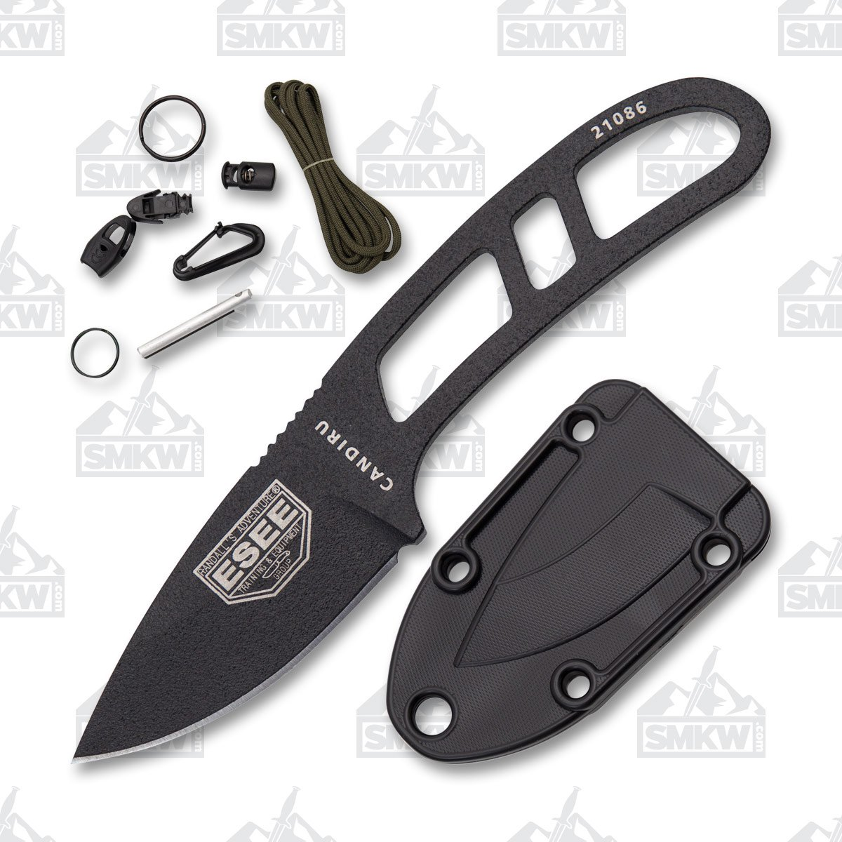 ESEE Candiru Fixed Blade Knife 2in Plain Skeletonized Survival Kit