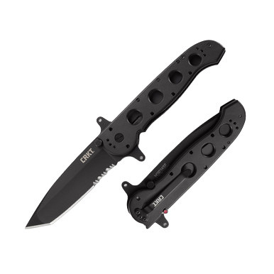 CRKT Carson M16 Special Forces Linerlock Folding Knife (Black, Partially Serrated)