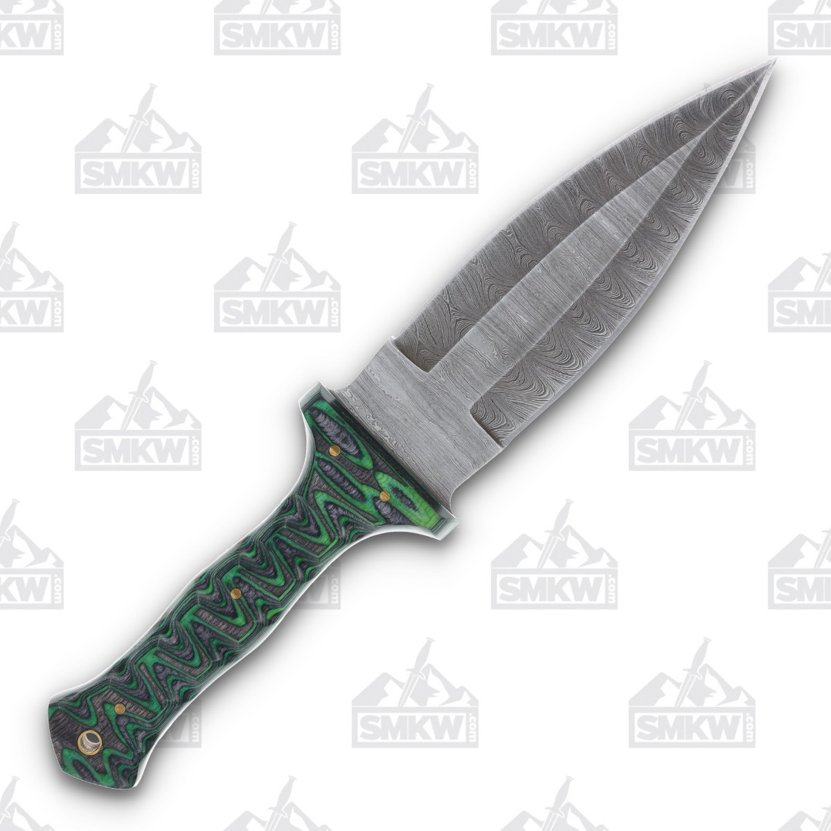 SZCO Supplies Umbra Forest Fixed 6in Damascus Spear Point Blade