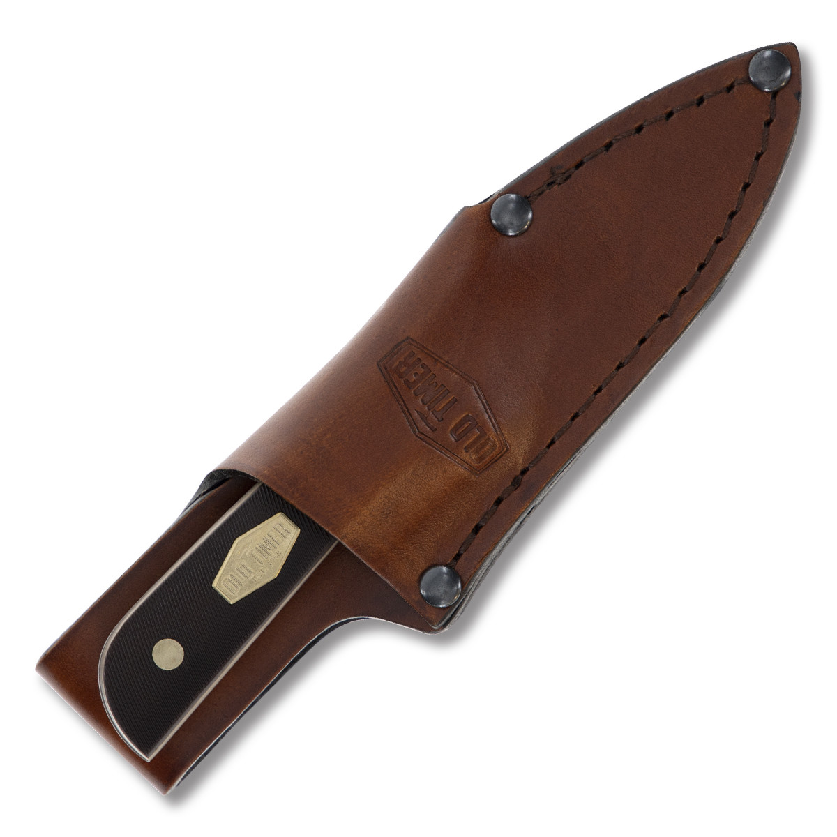 Old Timer Brown Sawcut Composition Little Finger Fixed Blade Knife