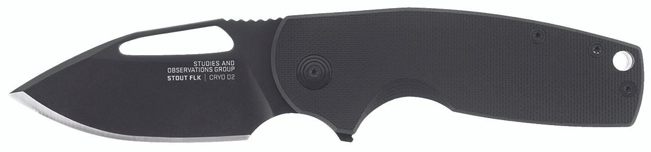 SOG Knives FLK Stout Blackout G10 Folding Knife 2.62in Plain Clip Point