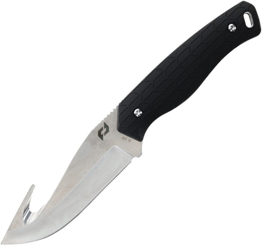Schrade Exertion Guthook Fixed Blade Knife Black Kraton 4in Satin Blade