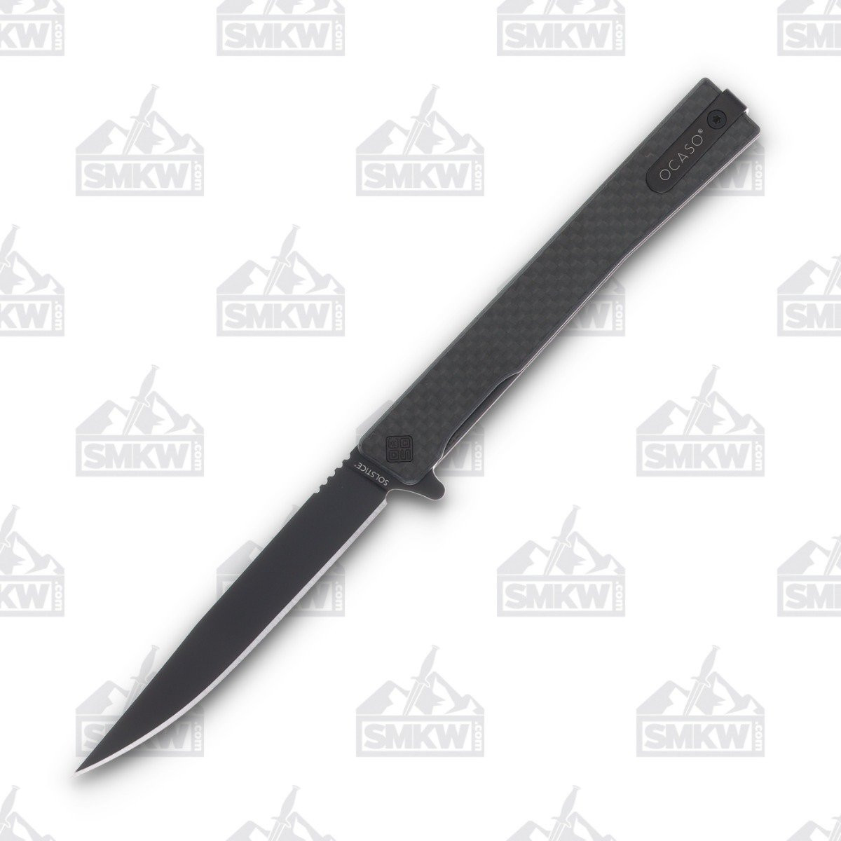 Ocaso Knives Solstice Demko Linerlock Folding Knife (Black, Carbon Fiber) 10CFB