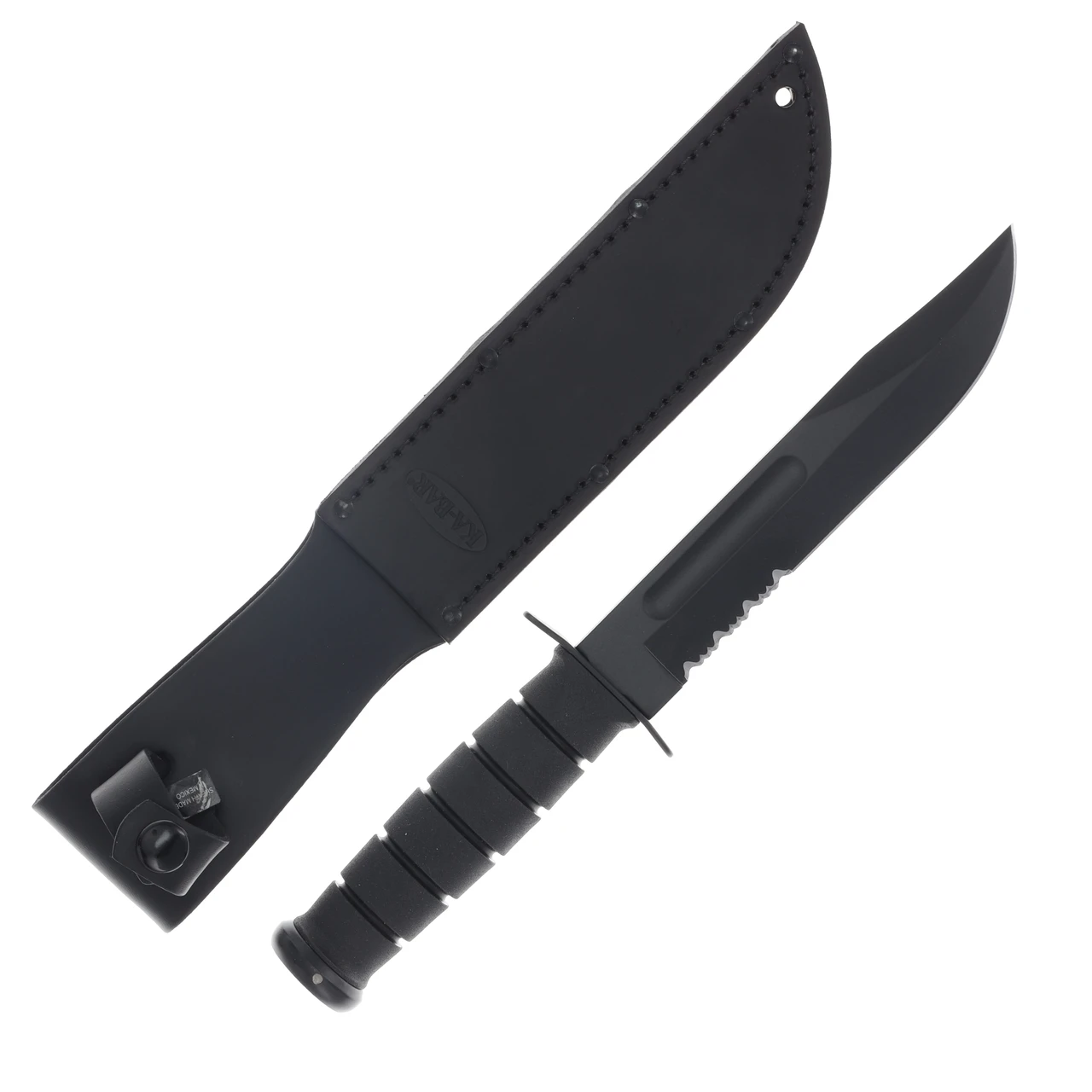 KA-BAR Fighting Knife 7" Black Half Serrated Clip Point (Black Kraton) KA1212
