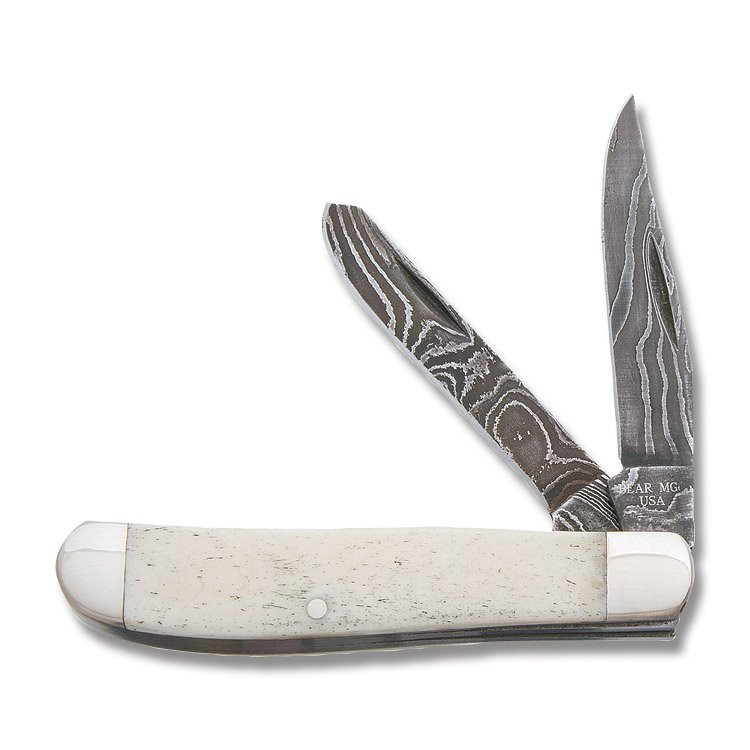 Bear & Son Mini Trapper Folding Knife 2.75in Plain Edge White Smooth Bone