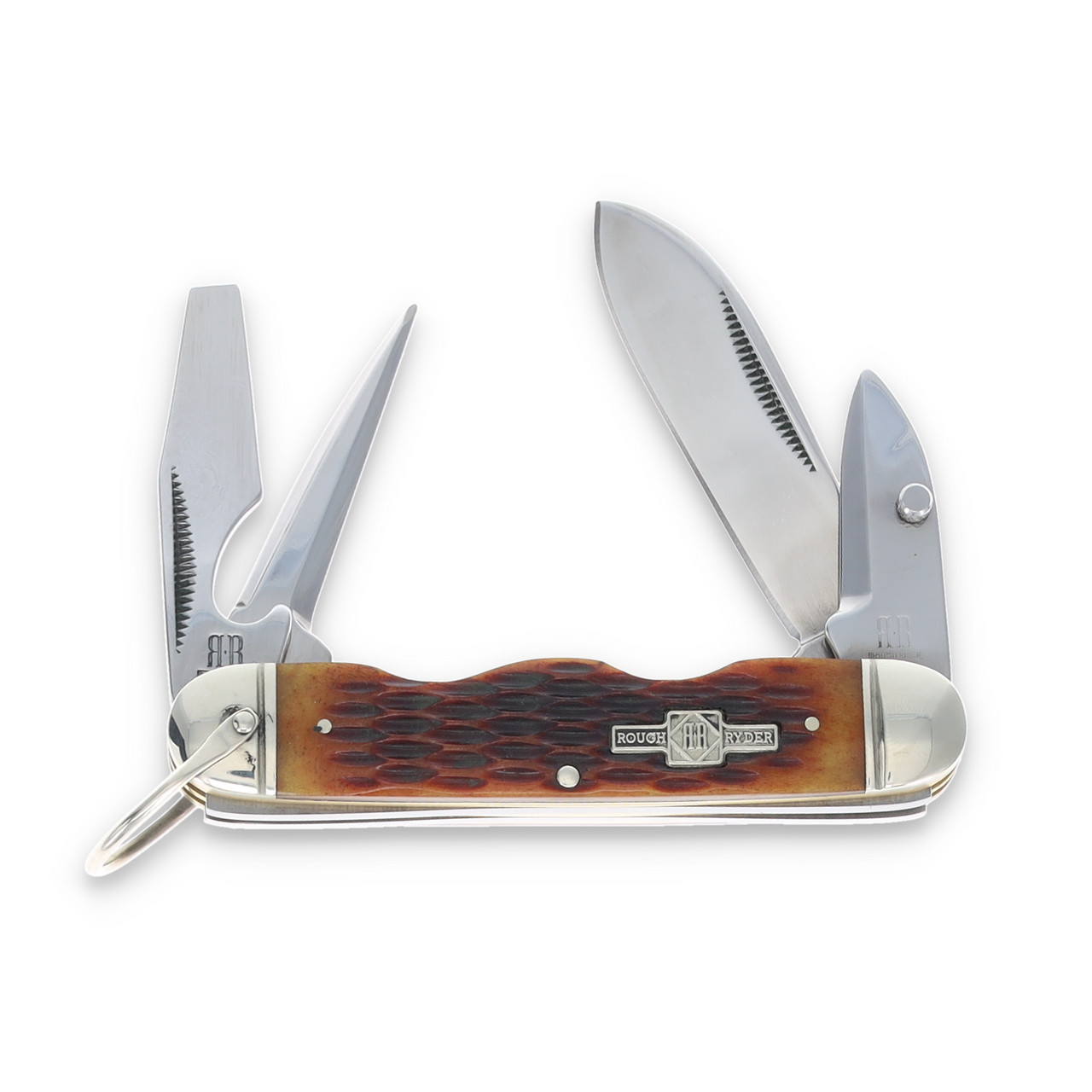 Rough Ryder Amber Jigged Bone Utility Knife RR533