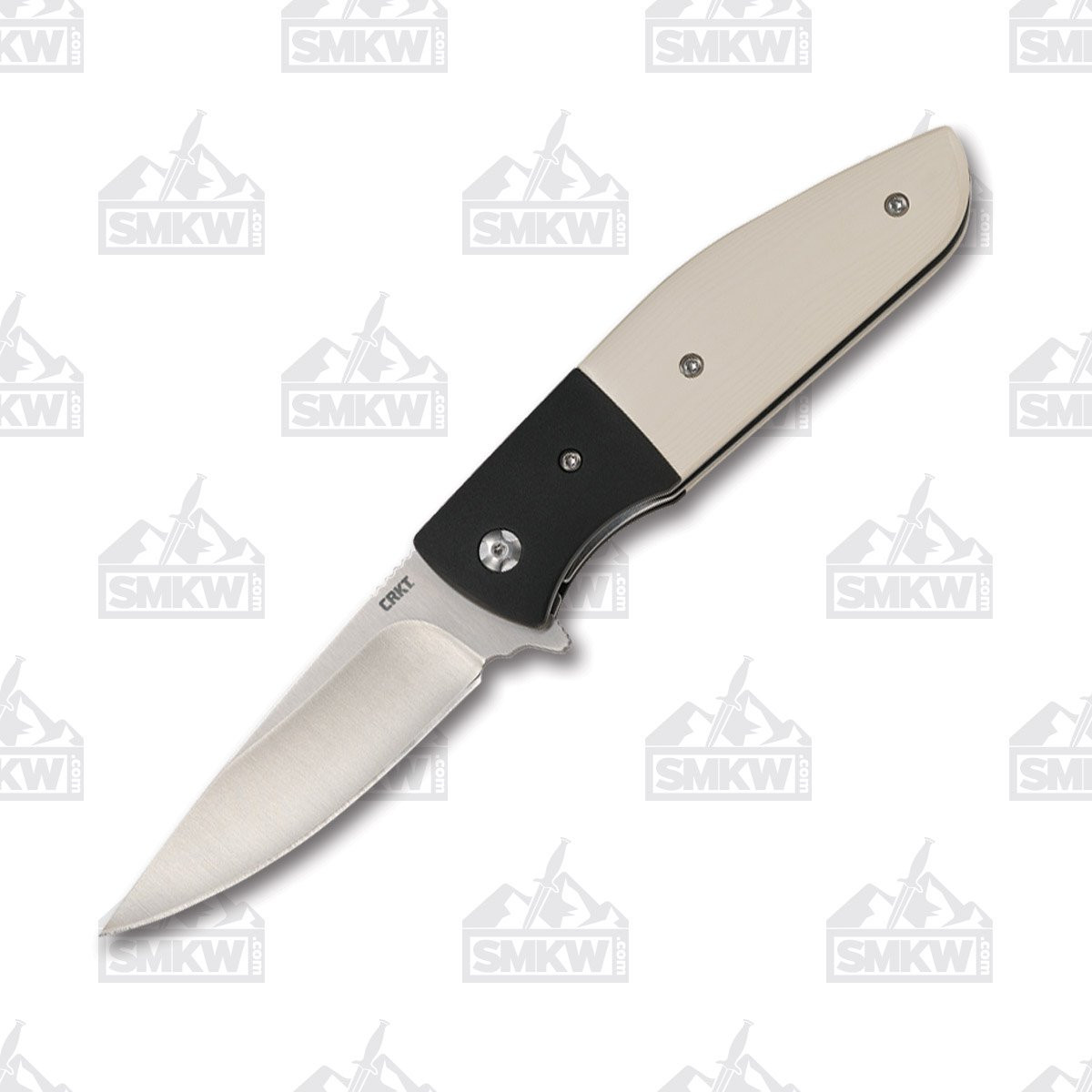 CRKT Curfew Folding Knife Ivory - Black 3.1in Plain Satin Drop Point Open