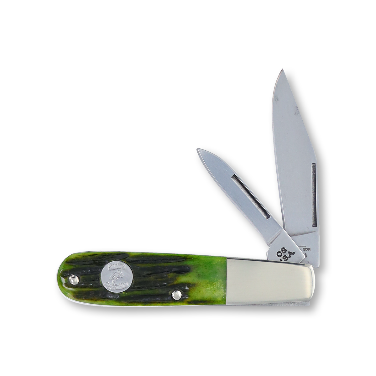 Bear & Son Hunter Green Stag Bone Barlow Folding Knife