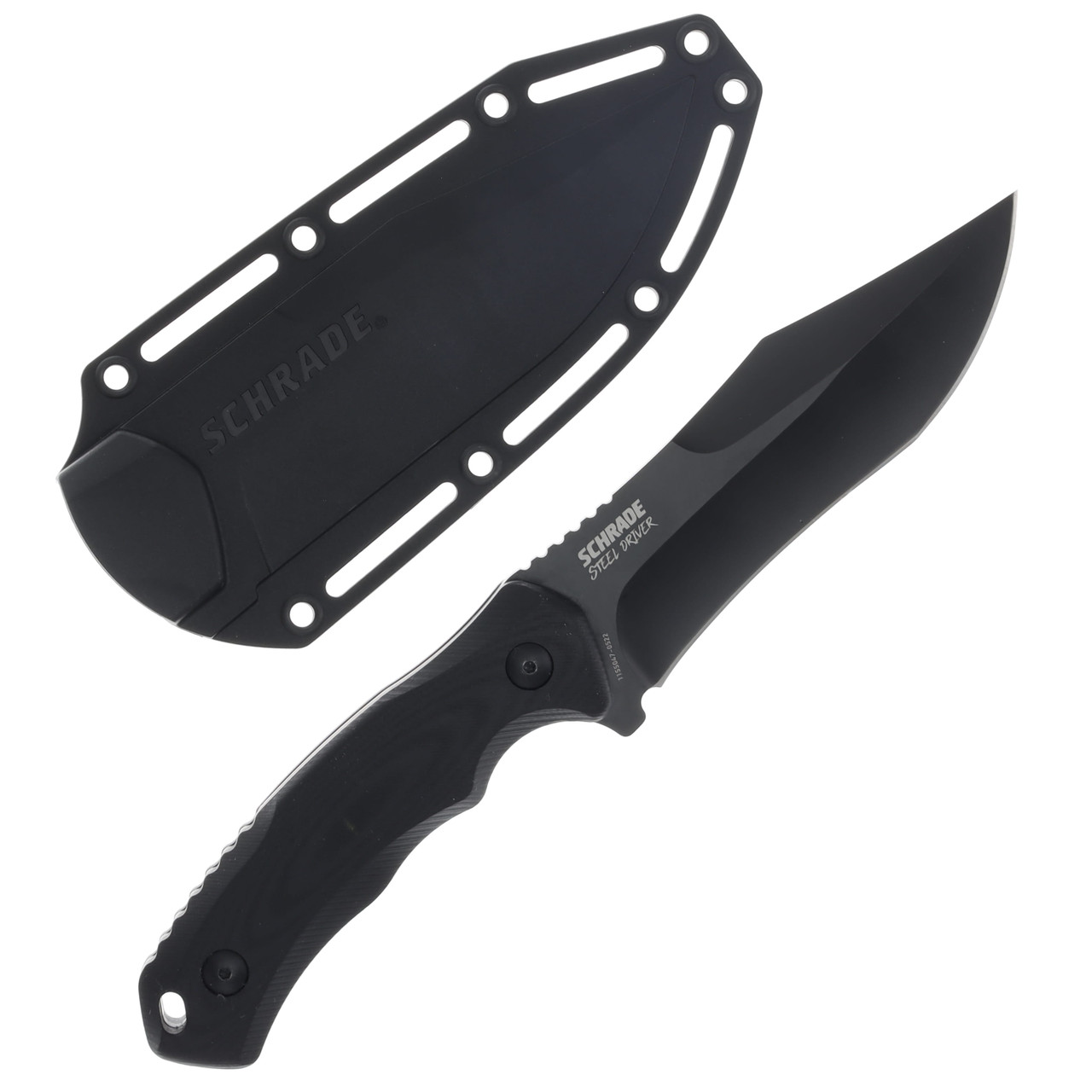 Schrade Steel Driver Fixed Blade Knife 4in Plain Black Oxide Clip Point with Sheath 1