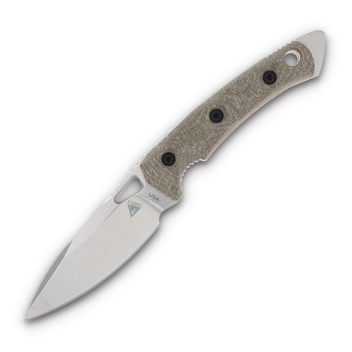 Fobos Knives Cacula Fixed Blade OD Green Canvas Micrata 4.25 Drop Point