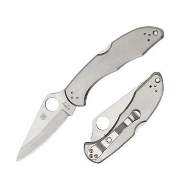 Spyderco Delica 4 Folding Knife Stainless 2.95in Plain Satin Clip Point