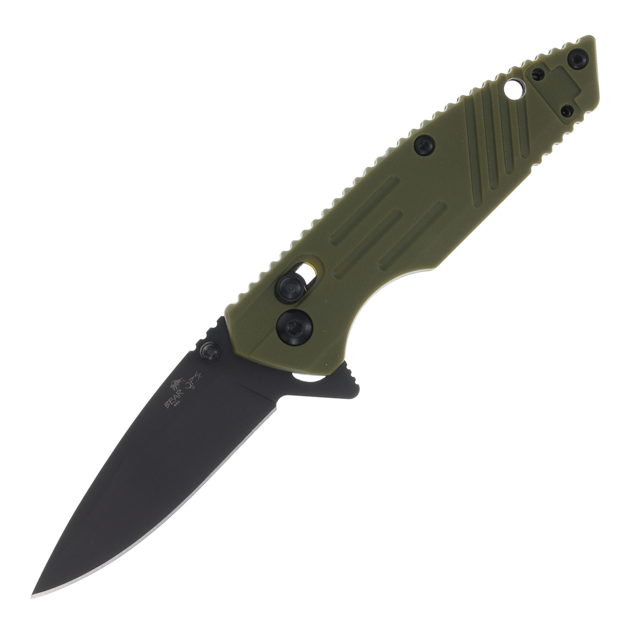 Bear OPS Rancor IX Slide Lock Folding Knife (OD Green, Plain Edge