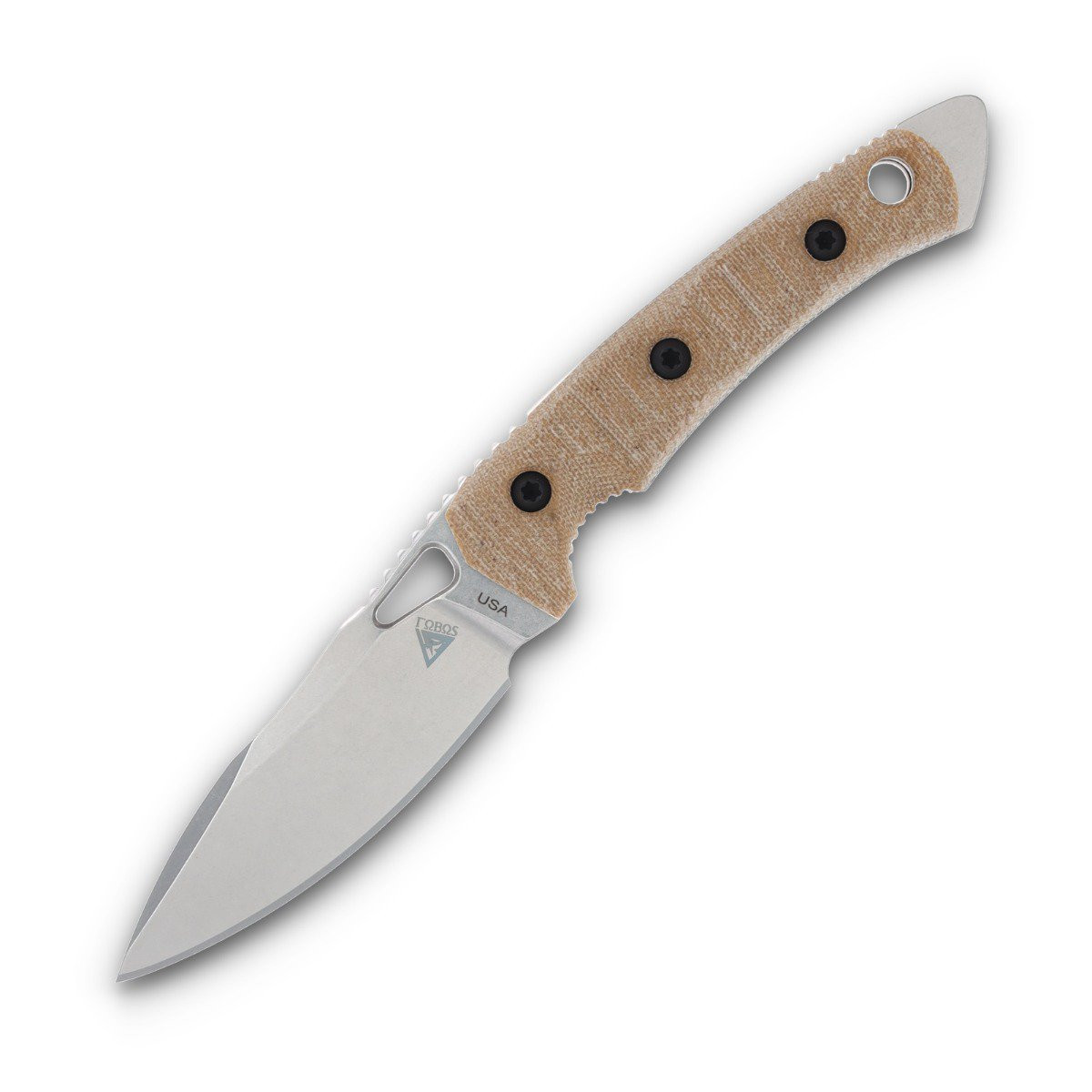 Fobos Knives Cacula Fixed Blade Natural Canvas Micrata 4.25 Drop Point