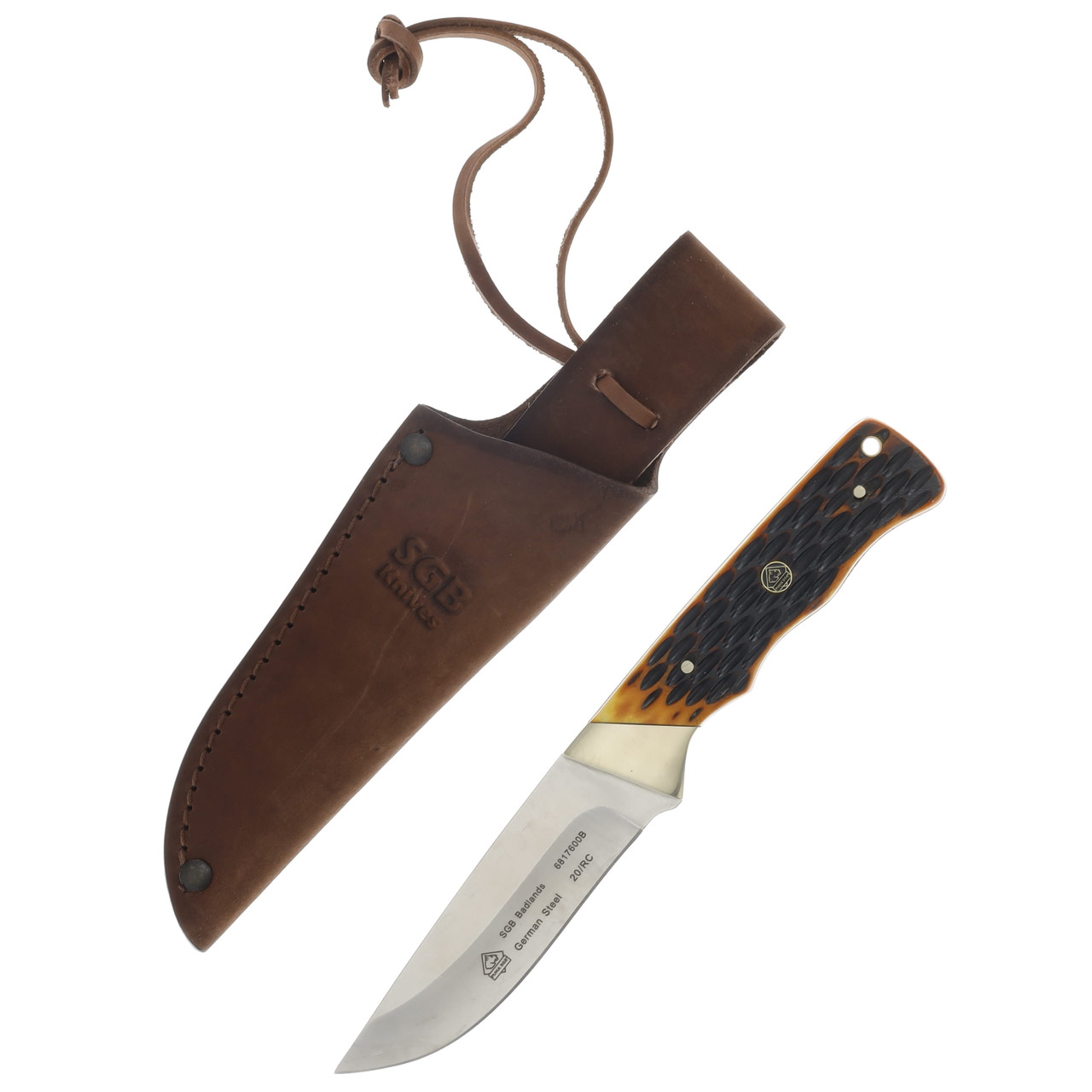 PUMA SPECIAL ストレート刃剃刀 木製ケース付き Puma SGB Badlands Hunting Knife Brown Jigged Bone 4in Plain Satin