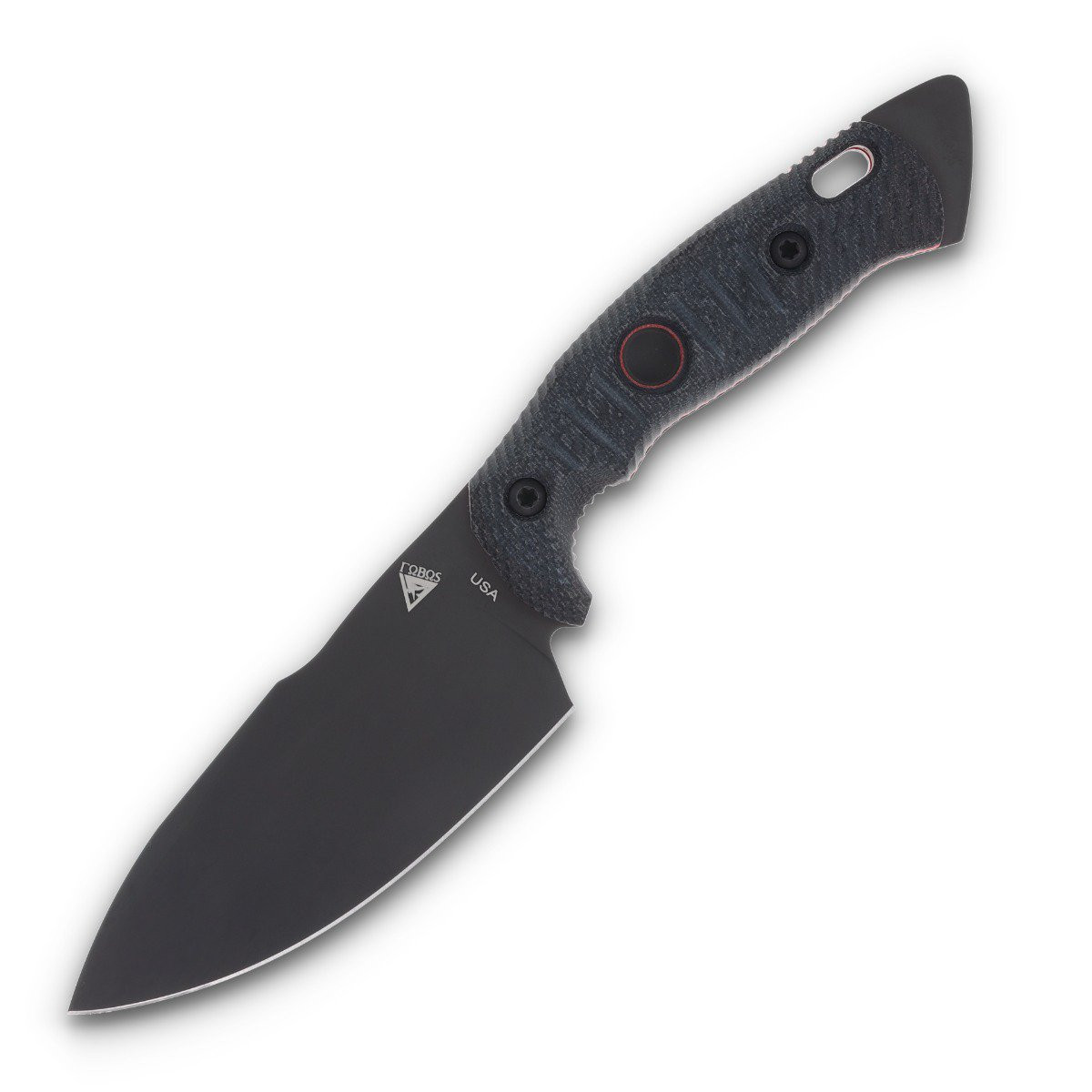 Fobos Alaris Fixed Blade Micarta Black-Red 4.92 In CPM 3V Tool Steel PVD Drop Point. front