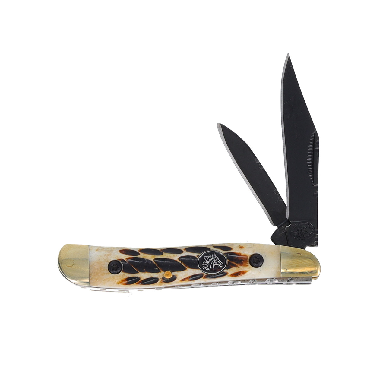 Frost Silverhorse Stoneworks Jigged Stag Bone Peanut Folding Knife
