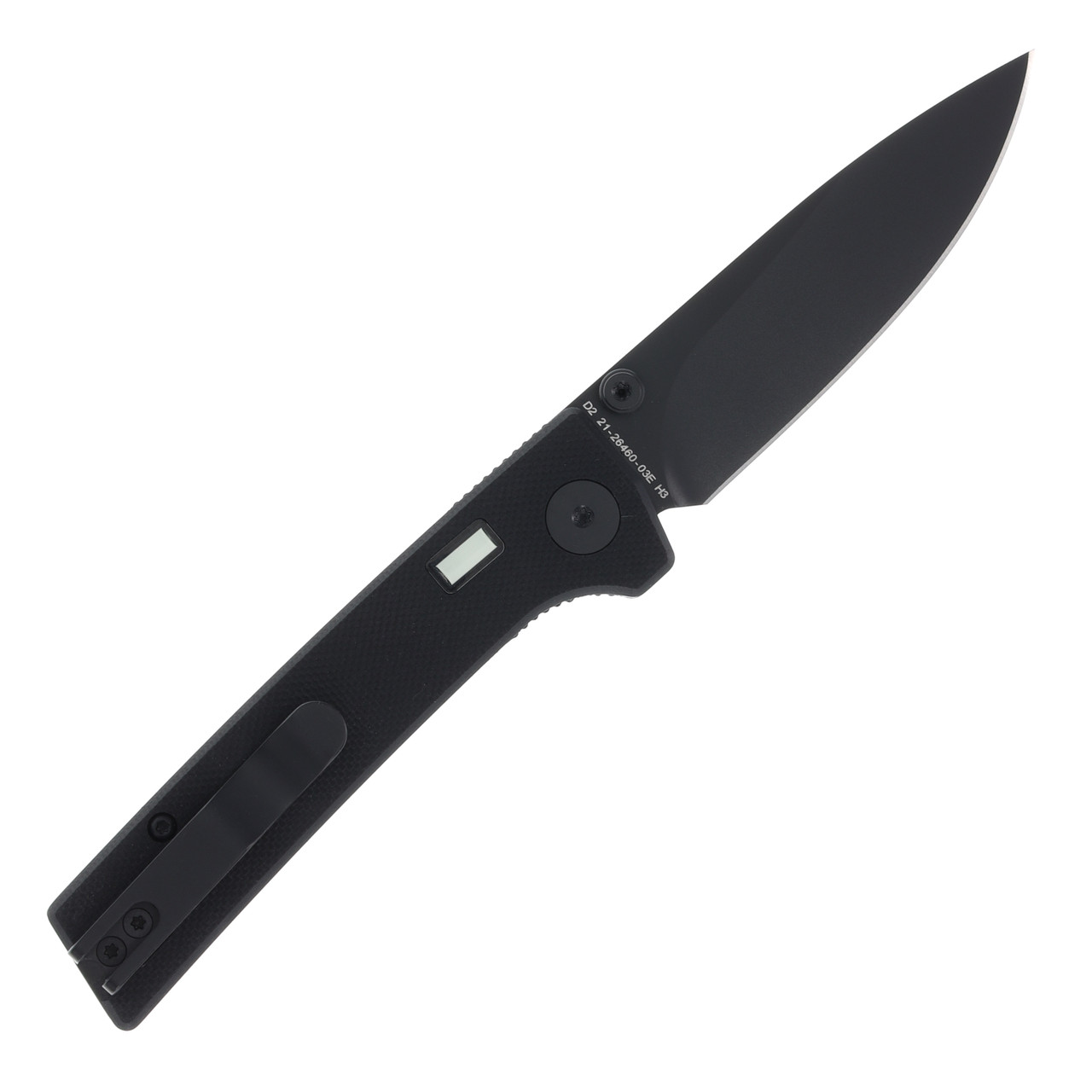GLOW RHINO Fermi Folding Knife Black 3in Plain Black Drop Point