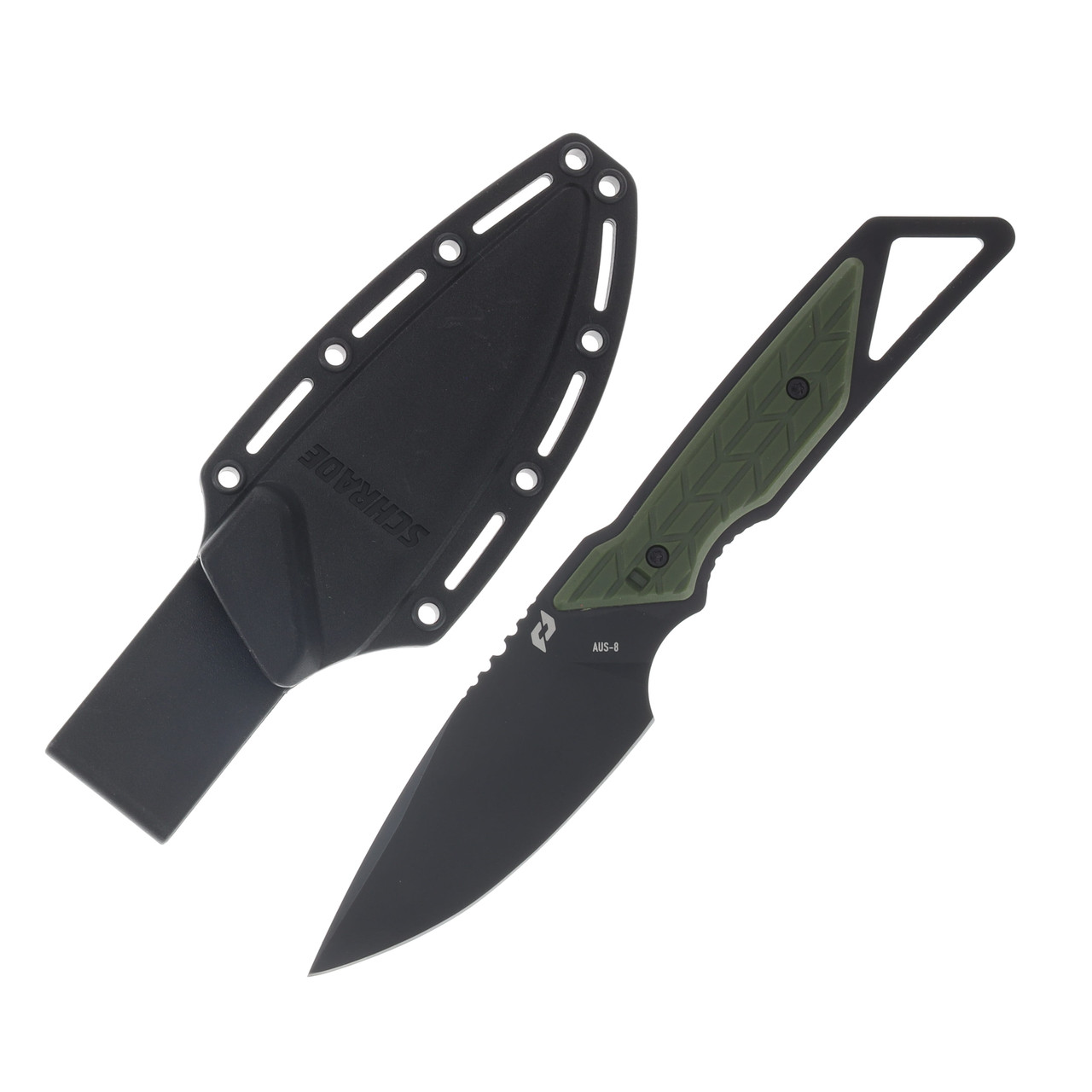 Schrade Outback Fixed Blade Knife Olive 3.75in Plain Black Drop Point 1182497