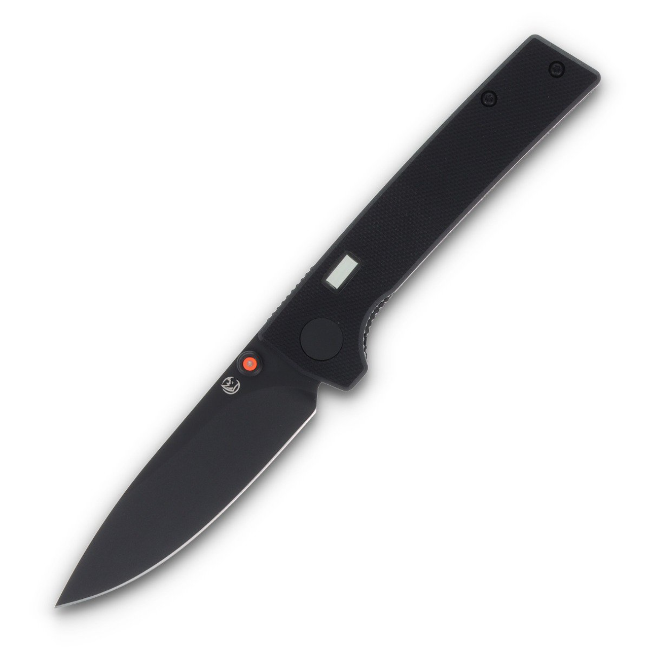 Glow Rhino Fermi Folding Knife Black PVD D2 with Orange Glow Stud/Black G-10 FERMI-Z-G10-Z-D2-XG-OG