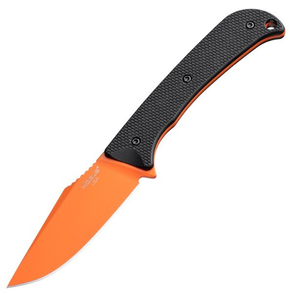 HOGUE Extrak Fixed Black G-10 Orange Cerakote 3.3 In CPM M4 Steel Clip Point. front 