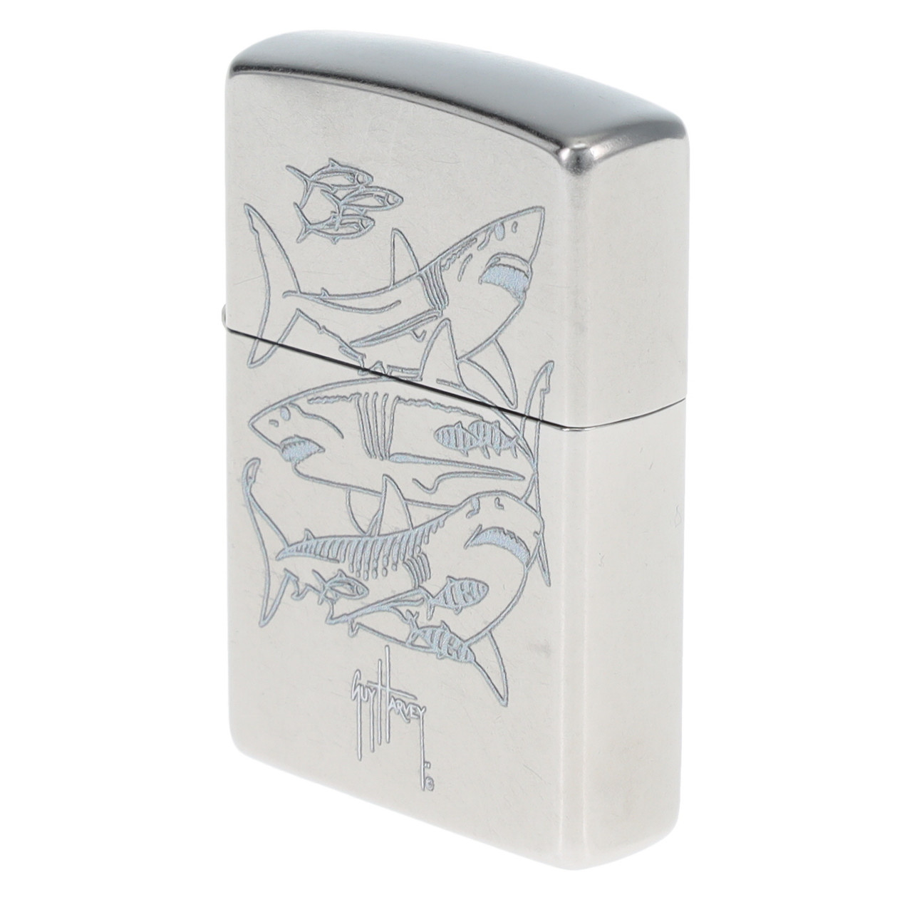 Zippo Guy Harvey Shark Collage Street Chrome Lighter ZP48595