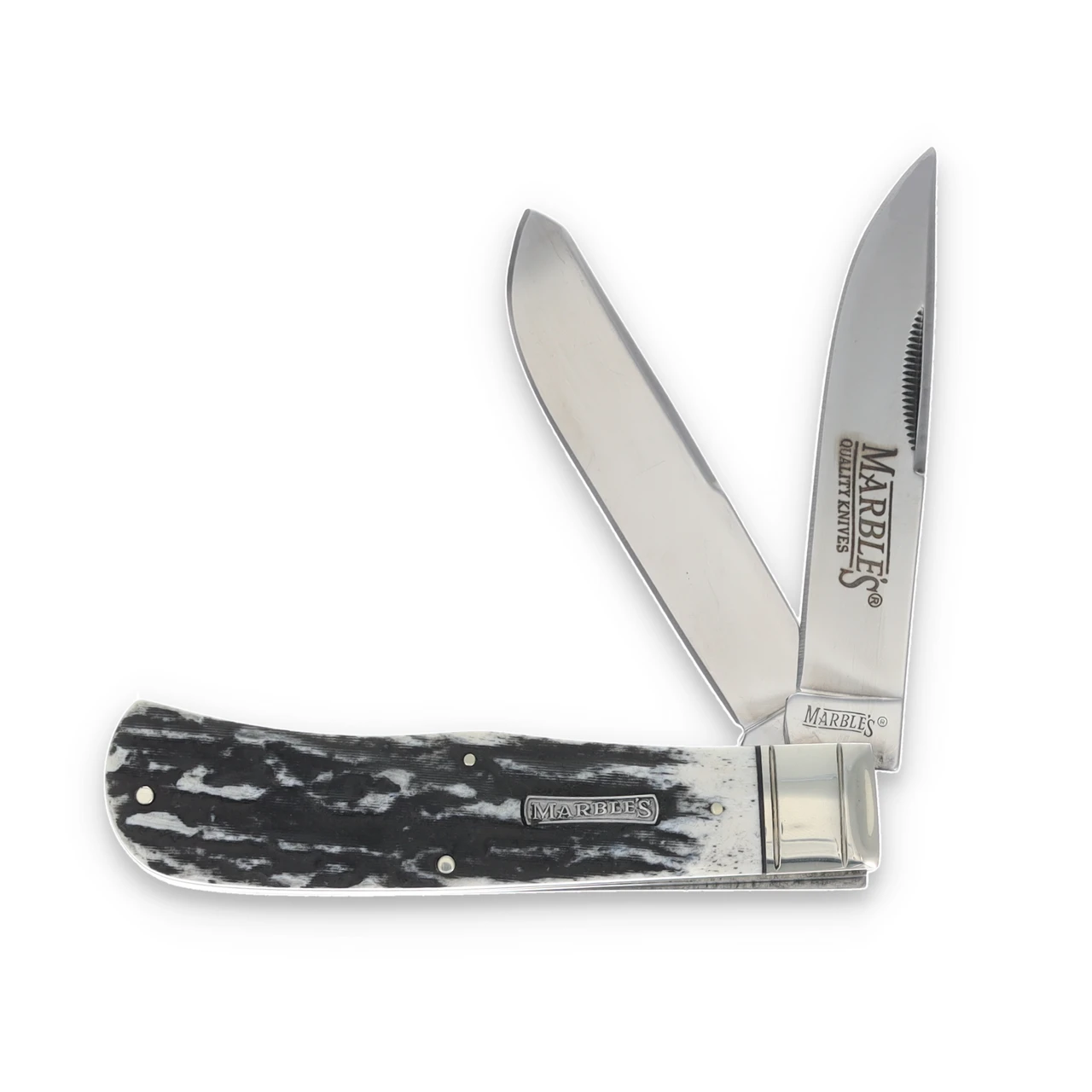 Marbles Jumbo Trapper Folding Knife Black Stag