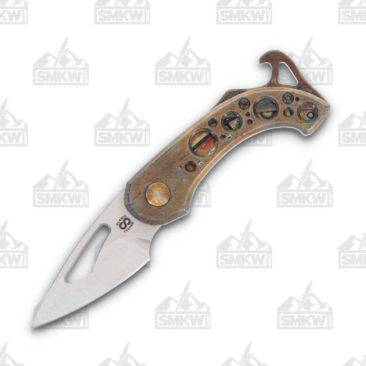 Olamic Appetizer Folding Knife 1.75in Plain Edge Kiridashi Neontropic Acid Rain