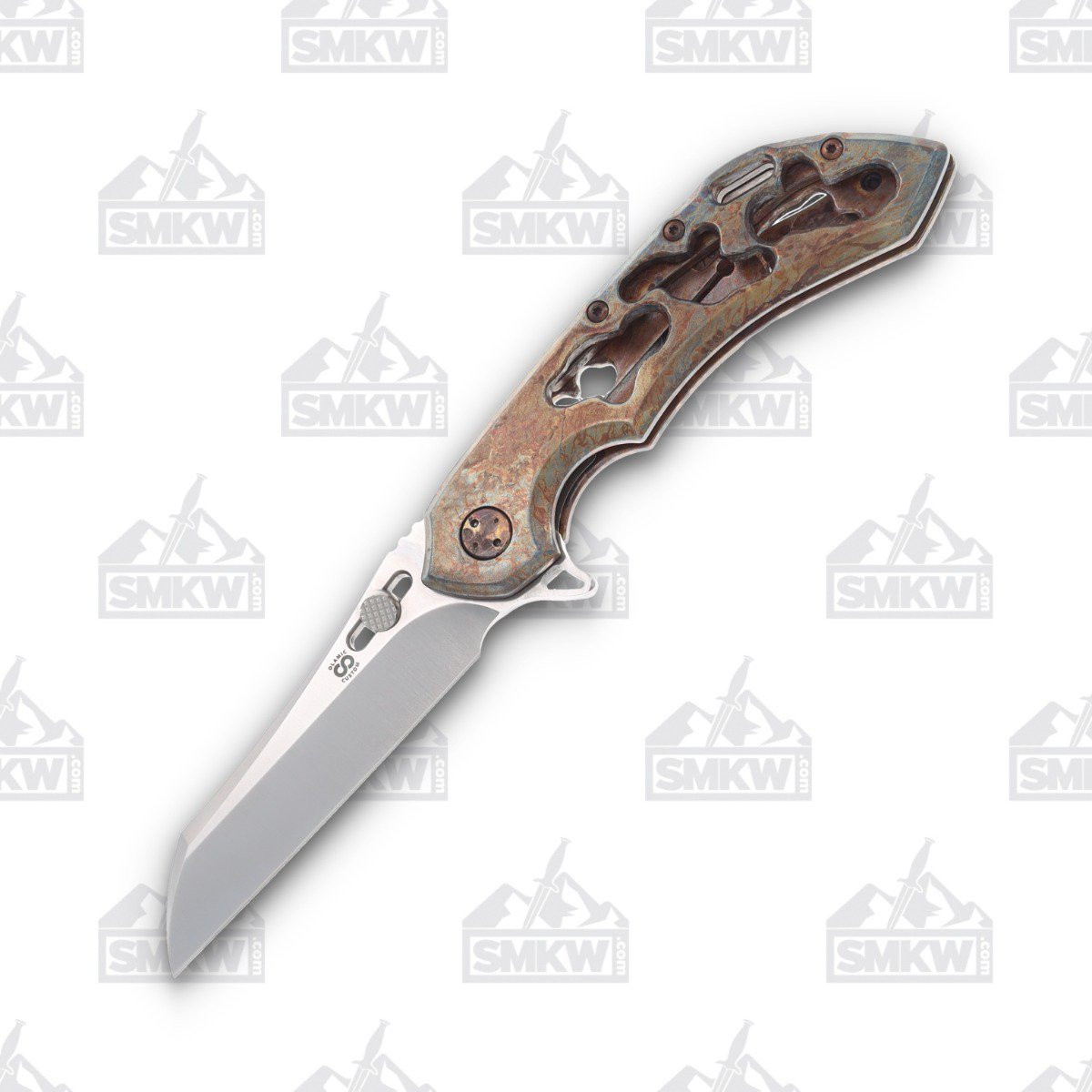 Olamic Wayfarer 247 Folding Knife 101W Wharning Antique Entropic/Funky Holes 101W