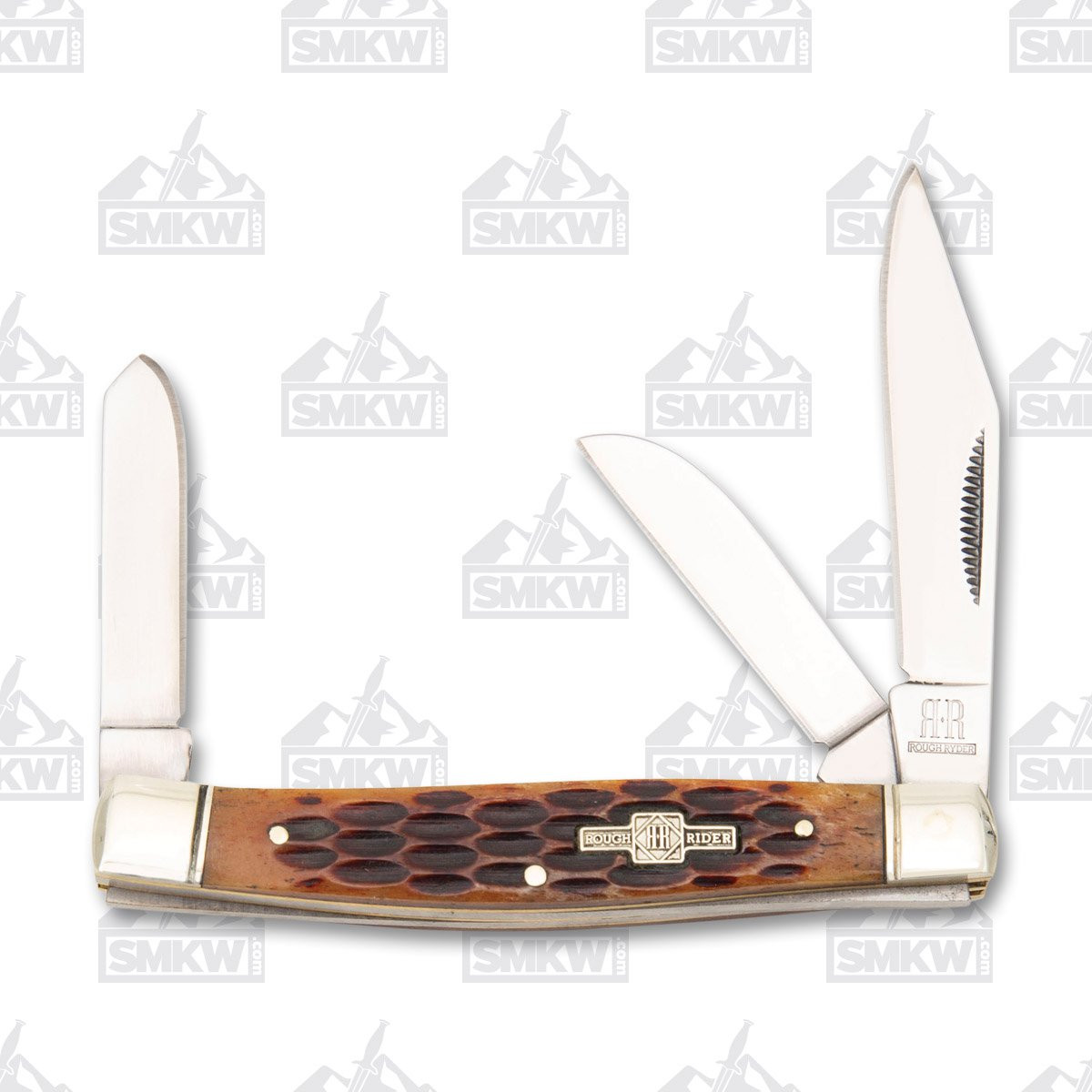Rough Ryder Brown Jigged Bone Medium Stockman Folding Knife RR195