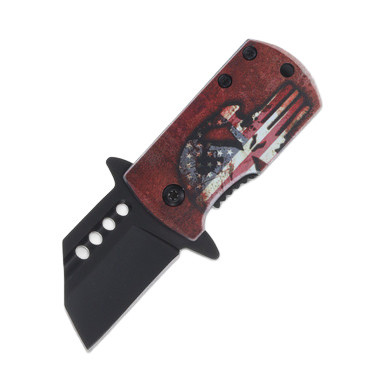 Rite Edge US Skull Money Clip Folding Knife 1.5in Reverse Tanto Blade