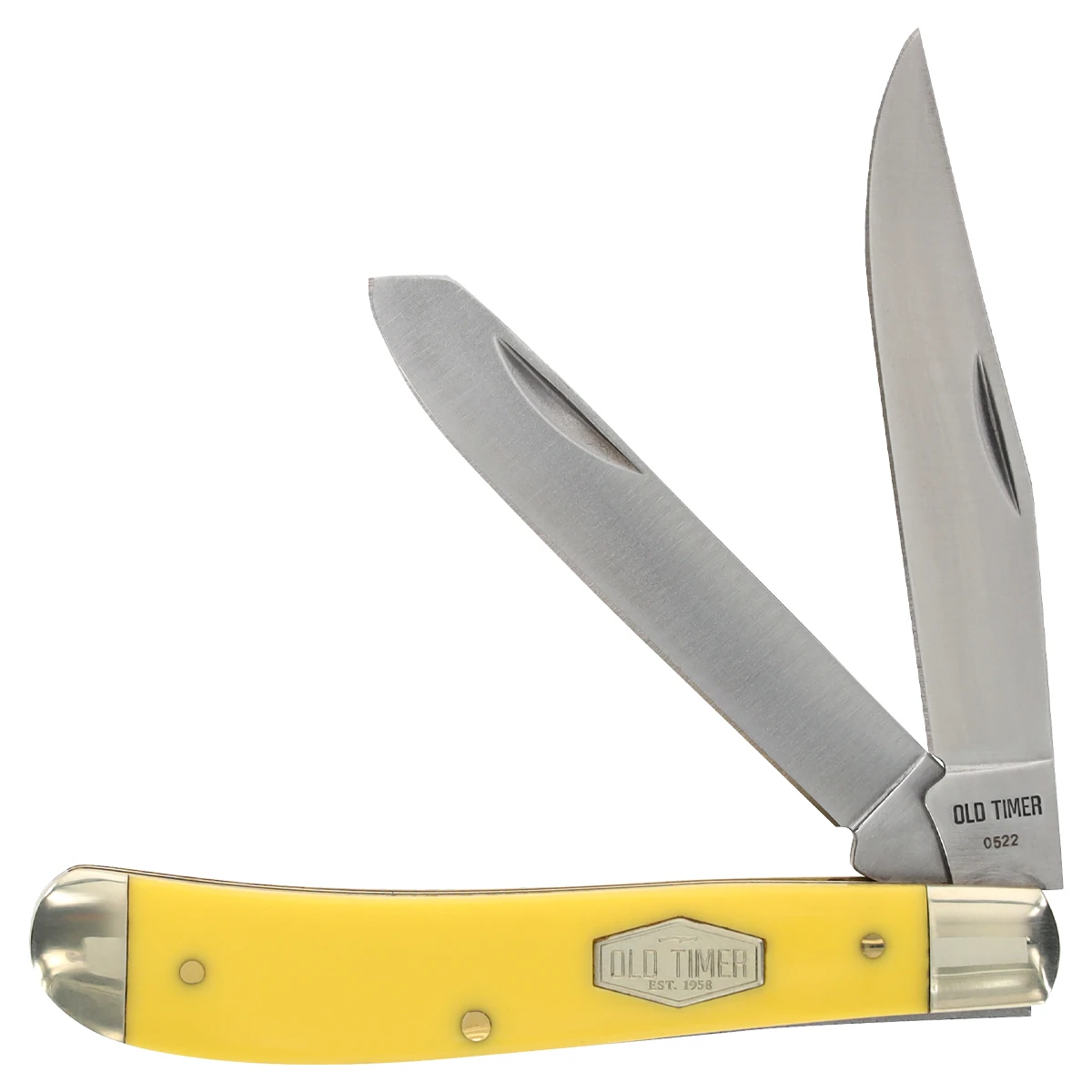Old Timer Gunstock Trapper Pocket Knife 3in Plain Yellow Delrin SCT94OTY