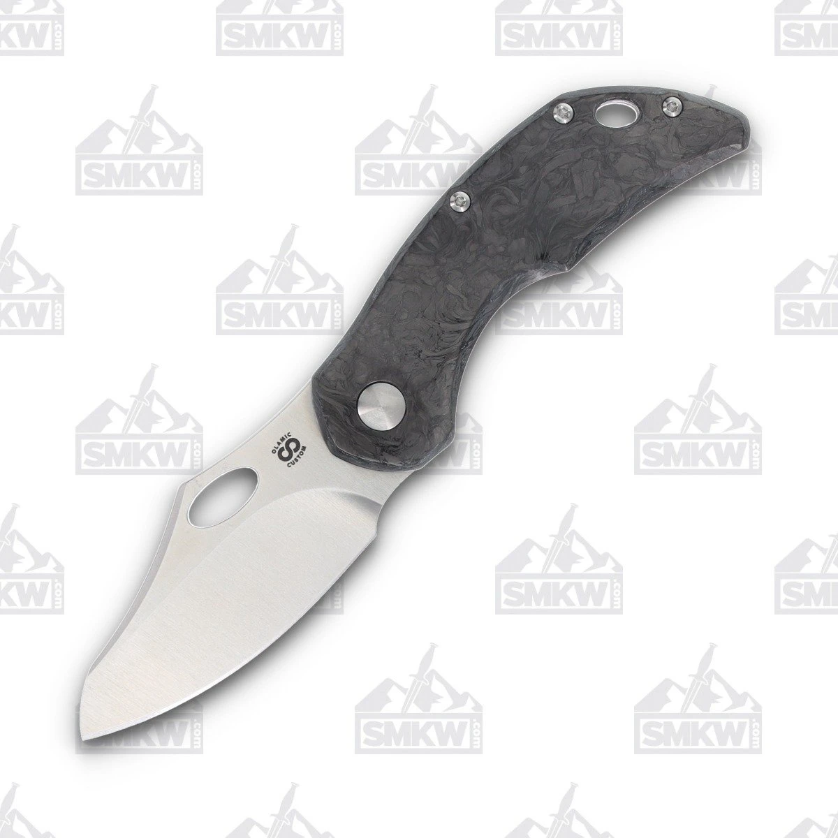 Olamic Busker Semper Folding Knife 022-S Satin Magnacut, Dark Matter FatCarbon BCF022S