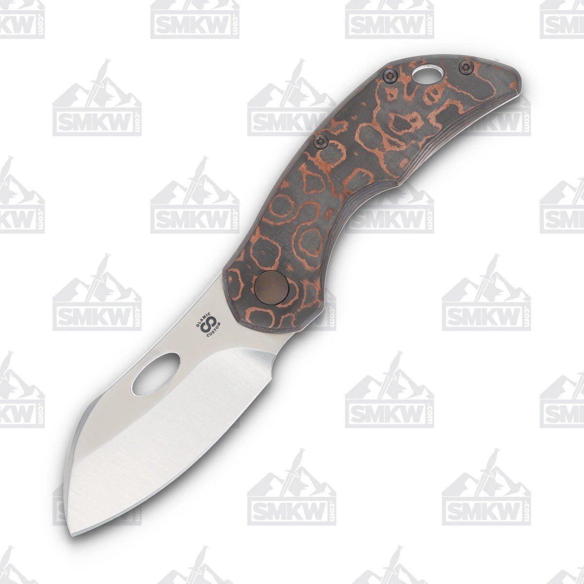 Olamic Busker Largo Folding Knife 024-L Satin Magnacut/Copper Camo FatCarbon BCF024L