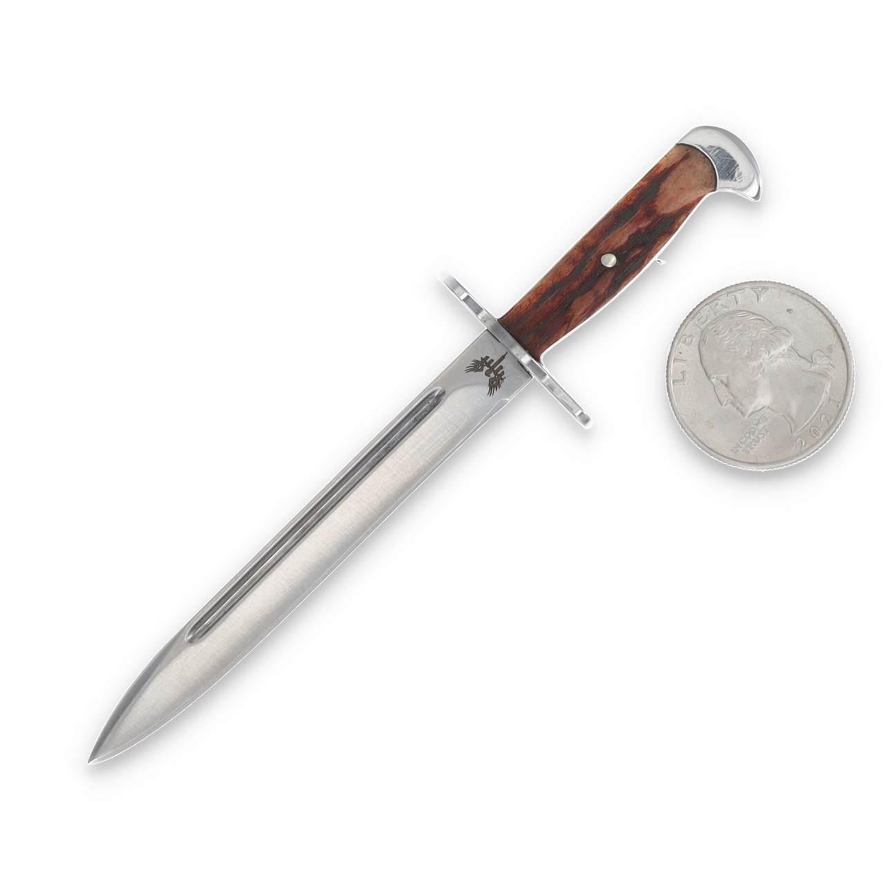 Combat Ready Mini M1 Bayonet Brown Stag Bone 2.75in Plain Mirror Bayonet 1