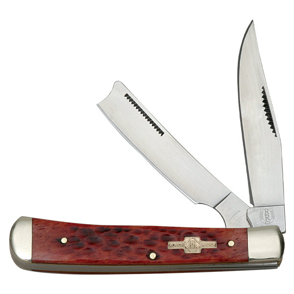 Rough Ryder Red Jigged Bone Razor Trapper Folding Knife RR274