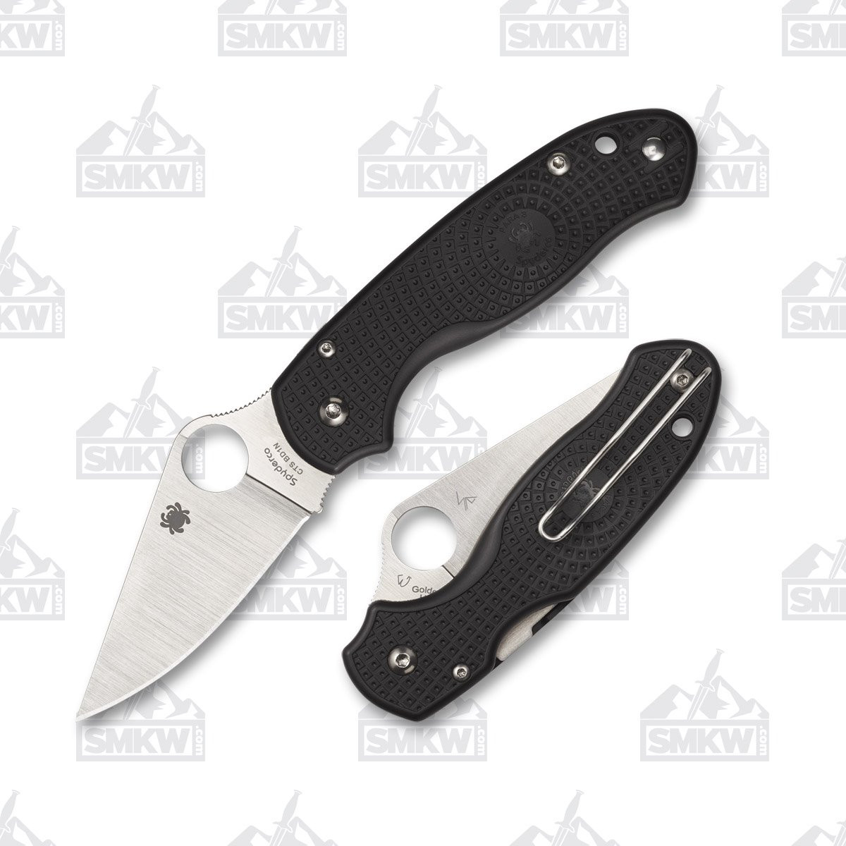 Spyderco Para 3 Lightweight 2.93in Plain Uncoated Clip Point Open and Closed