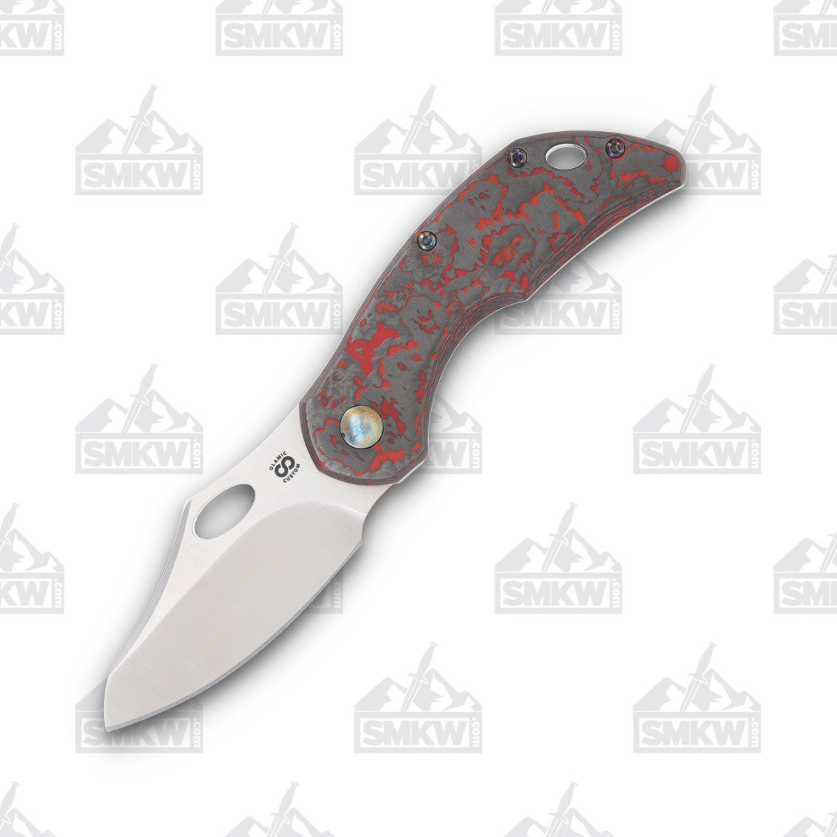 Olamic Busker Semper Folding Knife 025-S Satin Magnacut/Lava Flow FatCarbon BCF025S