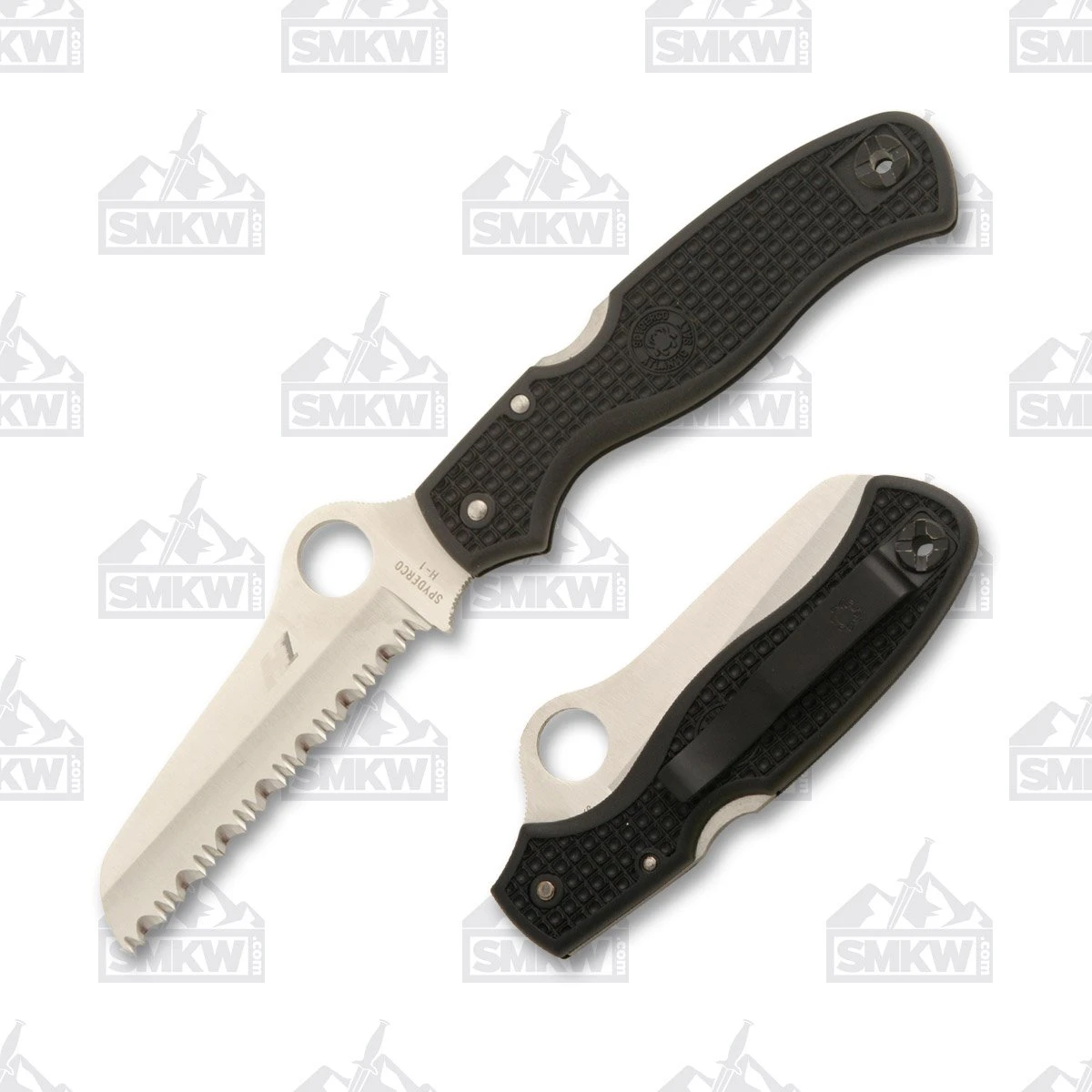 Spyderco Atlantic Salt Folding Knife Black FRN 3.68in Satin Serrated Blade