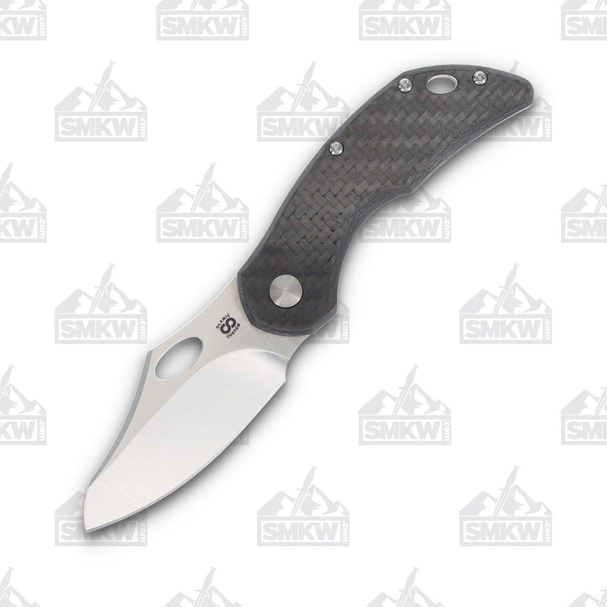 Olamic Busker Semper Framelock Folding Knife 013-S (Satin Magnacut, Twill FatCarbon/Satin Titanium) BCF013S
