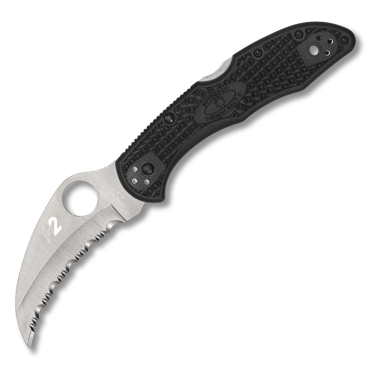 Spyderco Tasman Salt 2 Folding Knife Serrated FRN Hawkbill SPC106SBK2