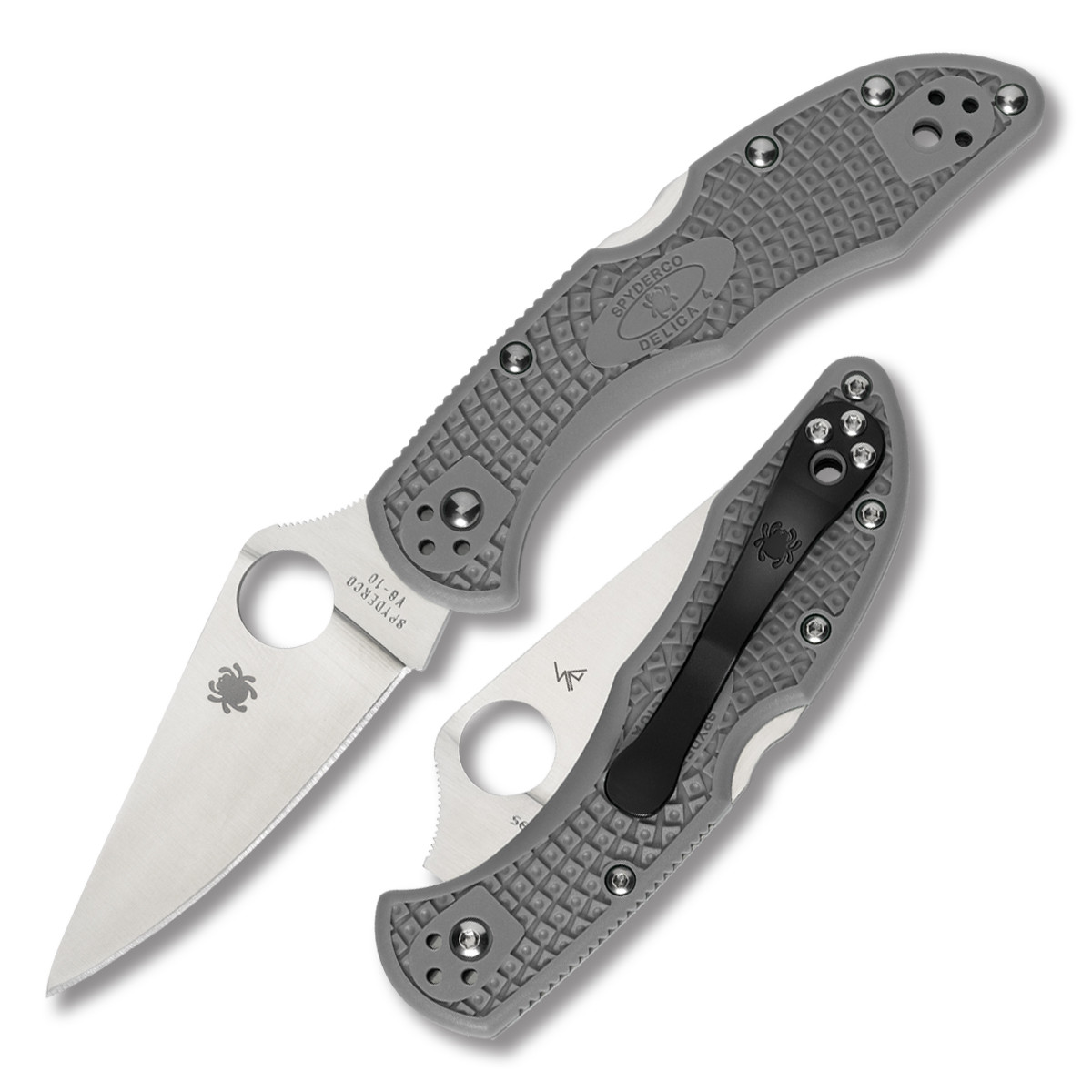 Spyderco Delica 4 Folding Knife Gray FRN 2.9in Satin Plain Blade