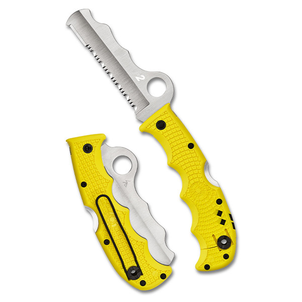 Spyderco Assist Salt Folding Knife-Rescue Multitool Yellow FRN SPC79PSYL