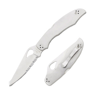 Spyderco Cara Cara 2 Stainless 3.77in Partially Serrated Satin Clip Point