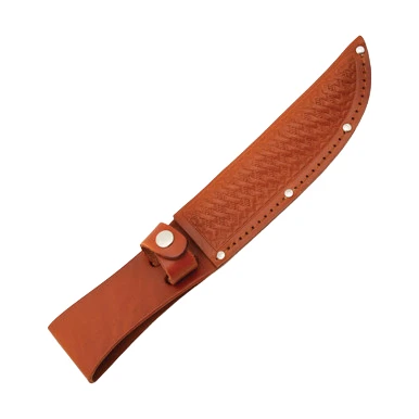 Straight Knife Leather Sheath Basketweave Design 6 Inch