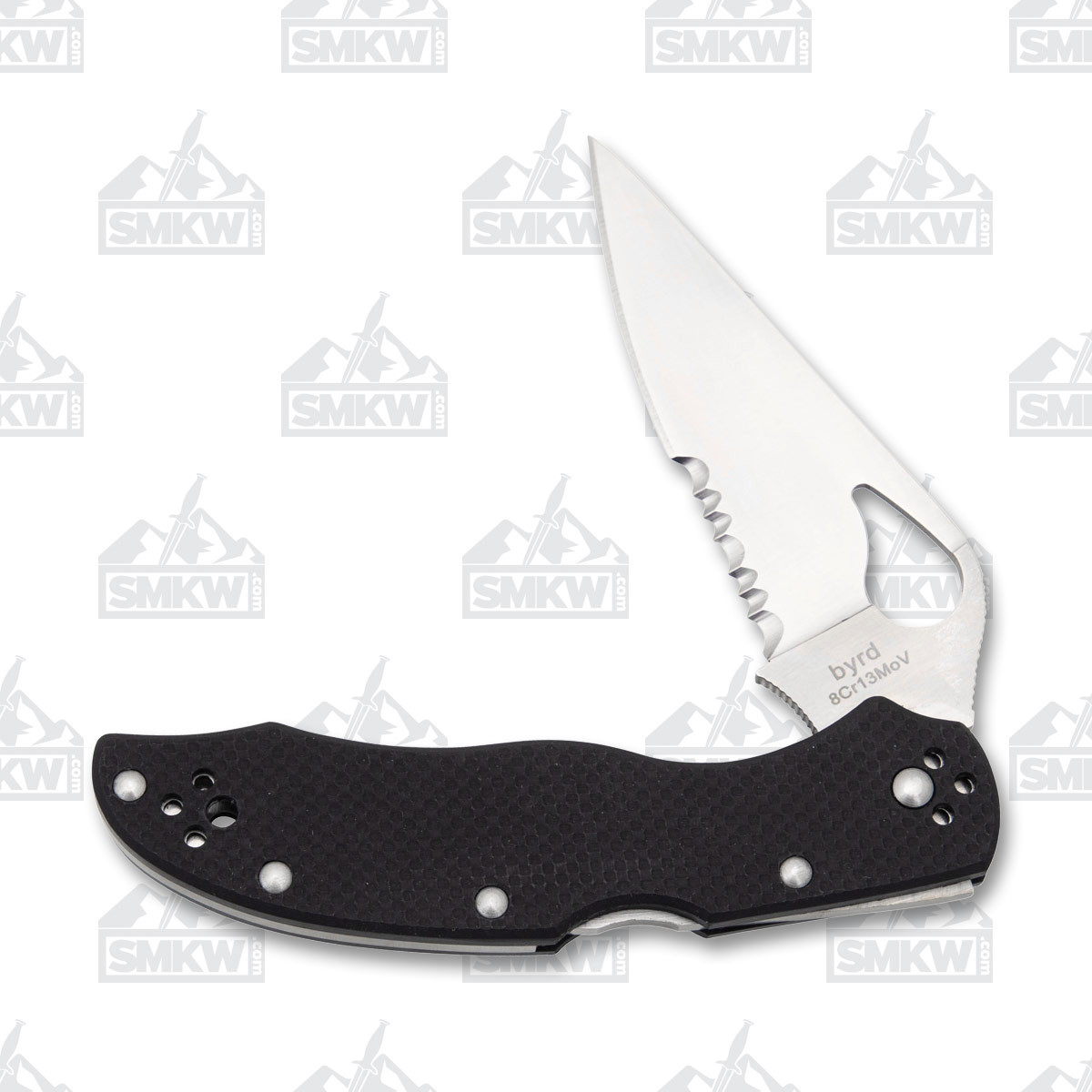 Spyderco Byrd Harrier 2 Folding Knife 3.39in Satin Part Serrated