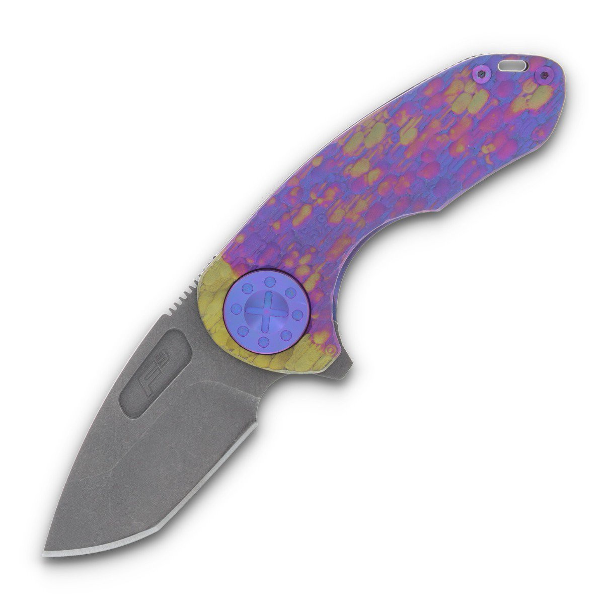 Curtiss Customs F3 Compact Folding Knife Magnacut Spanto/Sunset Titanium CCKF3FCSPFYPP