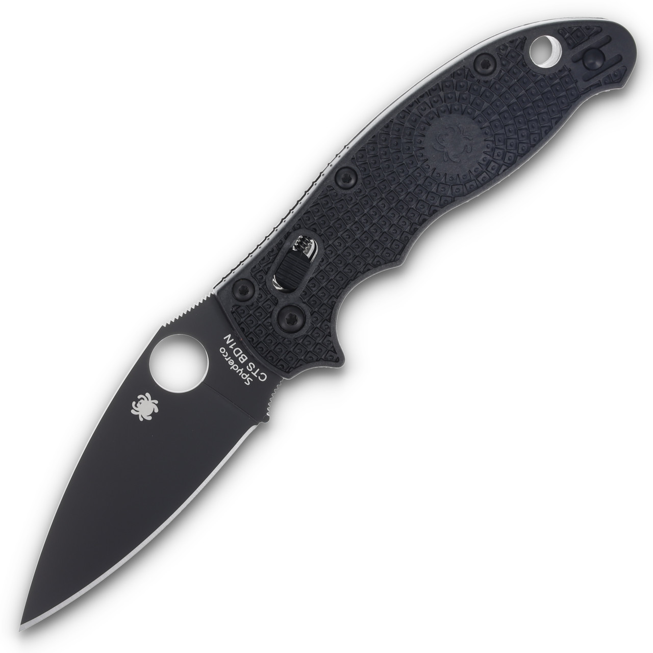 Spyderco Manix 2 Lightweight Folding Knife 3.37in Plain Black DLC Leaf Front Open 1