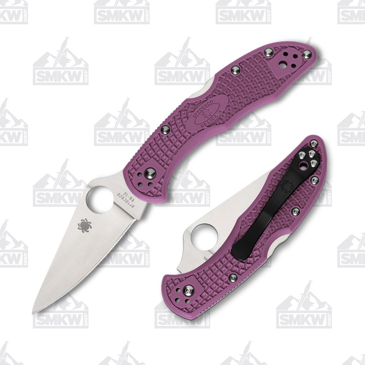 Spyderco Delica 4 Folding Knife Purple FRN 2.9in Satin Plain Blade