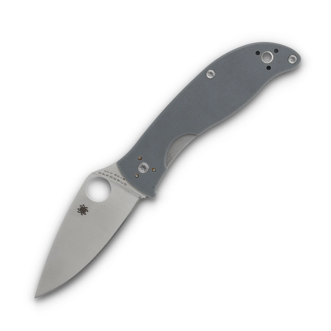 Spyderco PoleStar Folding Knife Gray G10 3.3in Satin Plain Blade